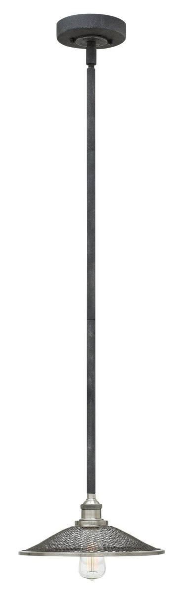 10"W Rigby 1-Light Pendant in Aged Zinc