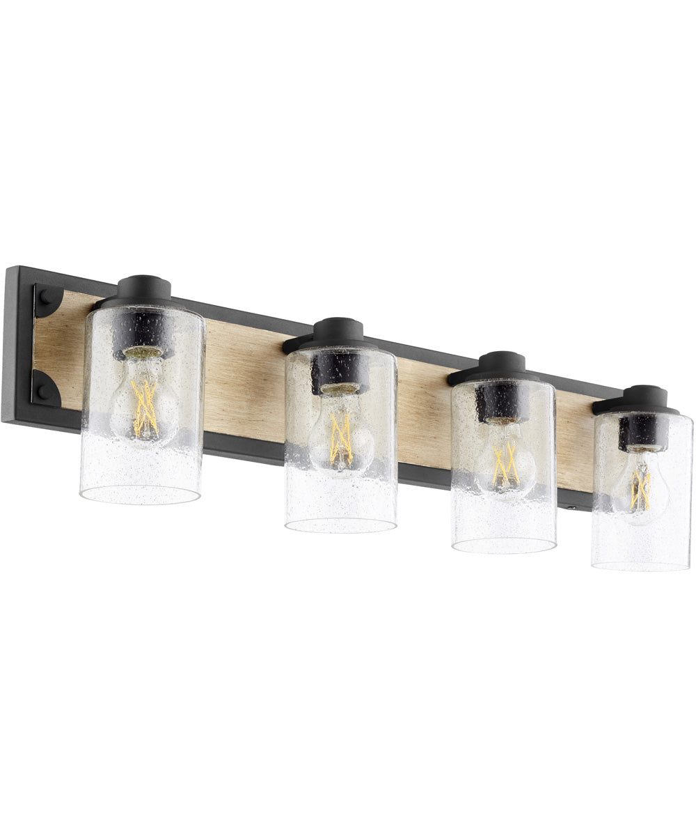 4-light Bath Vanity Light Noir w/ Driftwood finish
