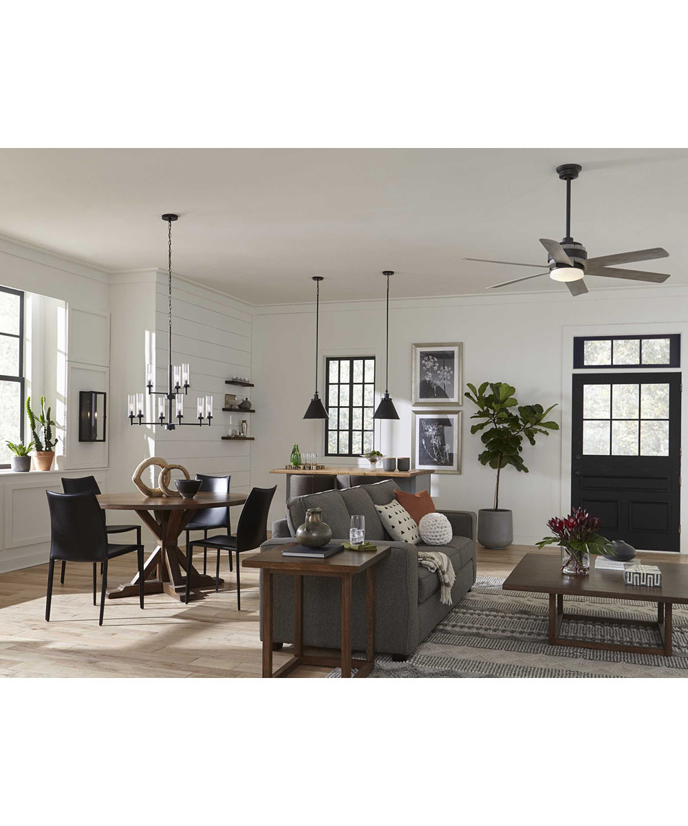 Kaysville 6-Blade Grey Weathered Wood 56-Inch DC Motor LED Urban Industrial Ceiling Fan Graphite