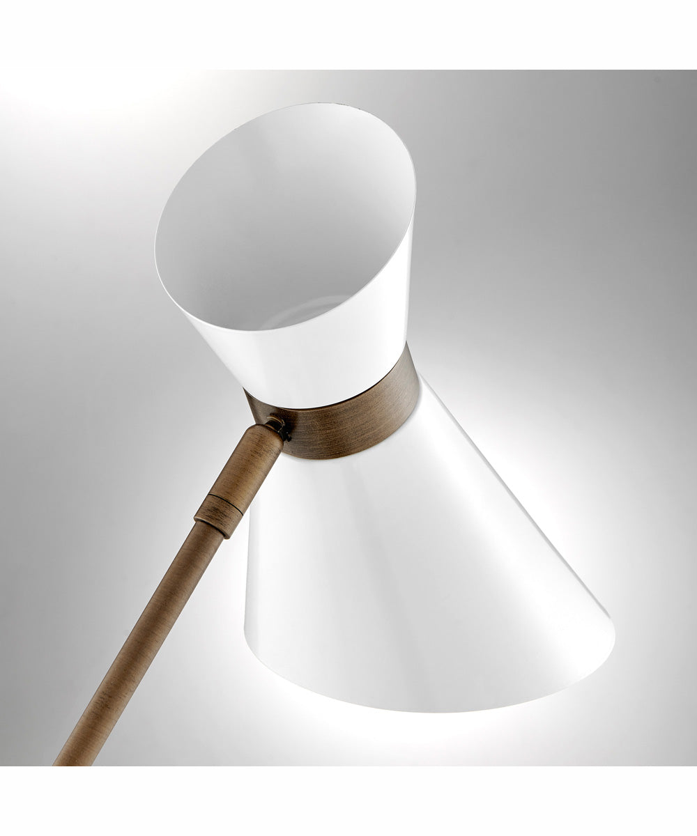 Jared 1-Light Desk/Table Lamp Ab Finished/White/Metal Shade