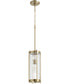 16"H 1-light Pendant Aged Brass w/ Clear Chisseled Glass