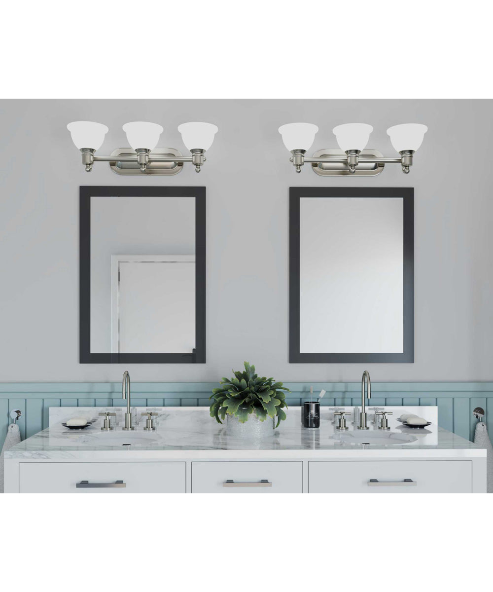 Madison 3-Light Etched Glass Traditional Bath Vanity Light Brushed Nickel