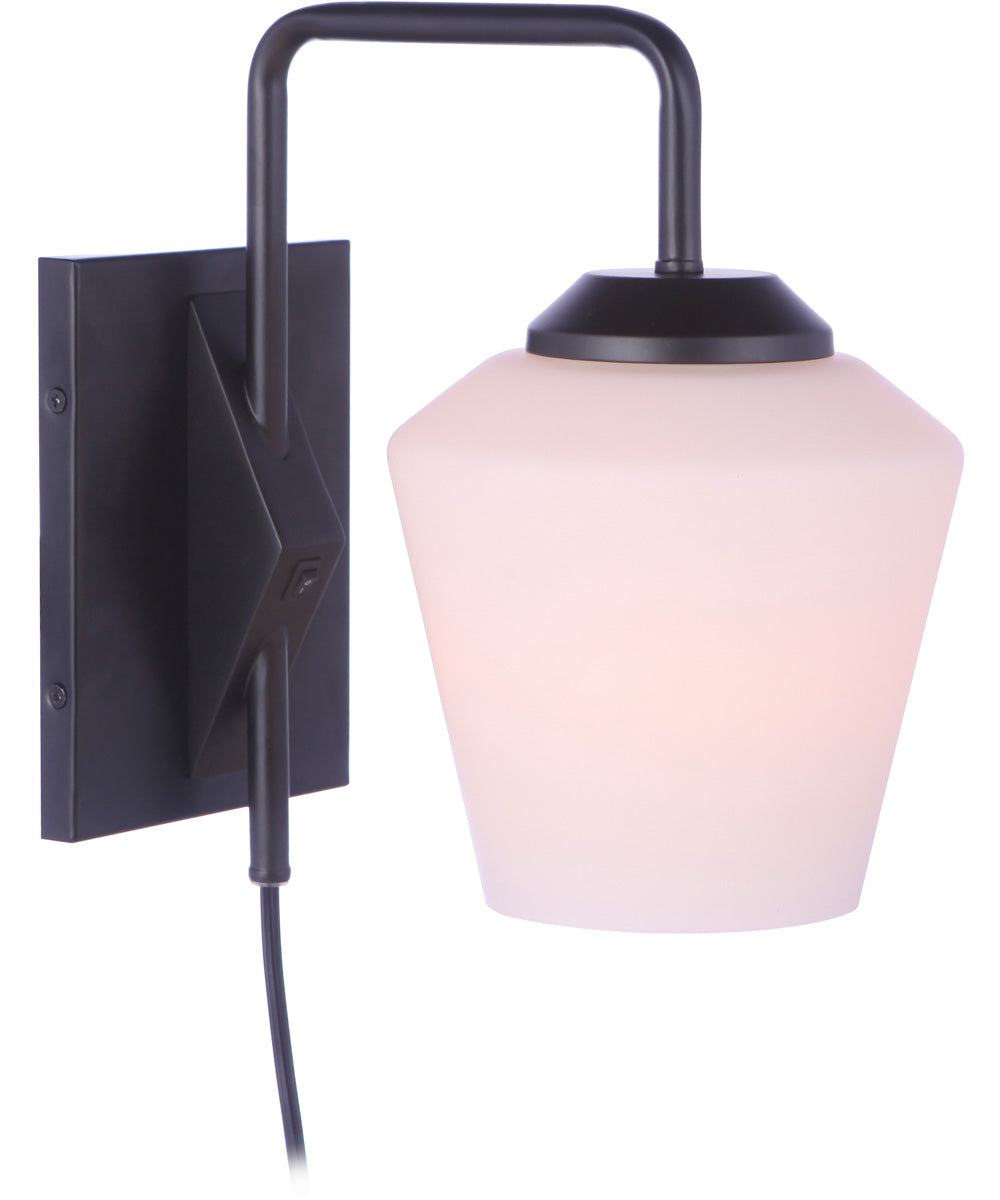 Rive 1-Light Plug In Wall Sconce Flat Black, 7"W