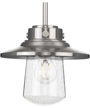 Tremont 1-Light Clear Seeded Glass Farmhouse Style Hanging Mini-Pendant Light Stainless Steel