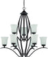 32"W Northlake 9-Light Chandelier Aged Bronze Brushed