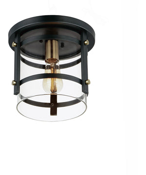 Capitol 1-Light Flush Mount Black / Antique Brass