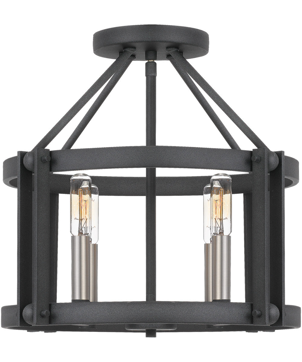 Victor 4-light Semi Flush Mount Mottled Black