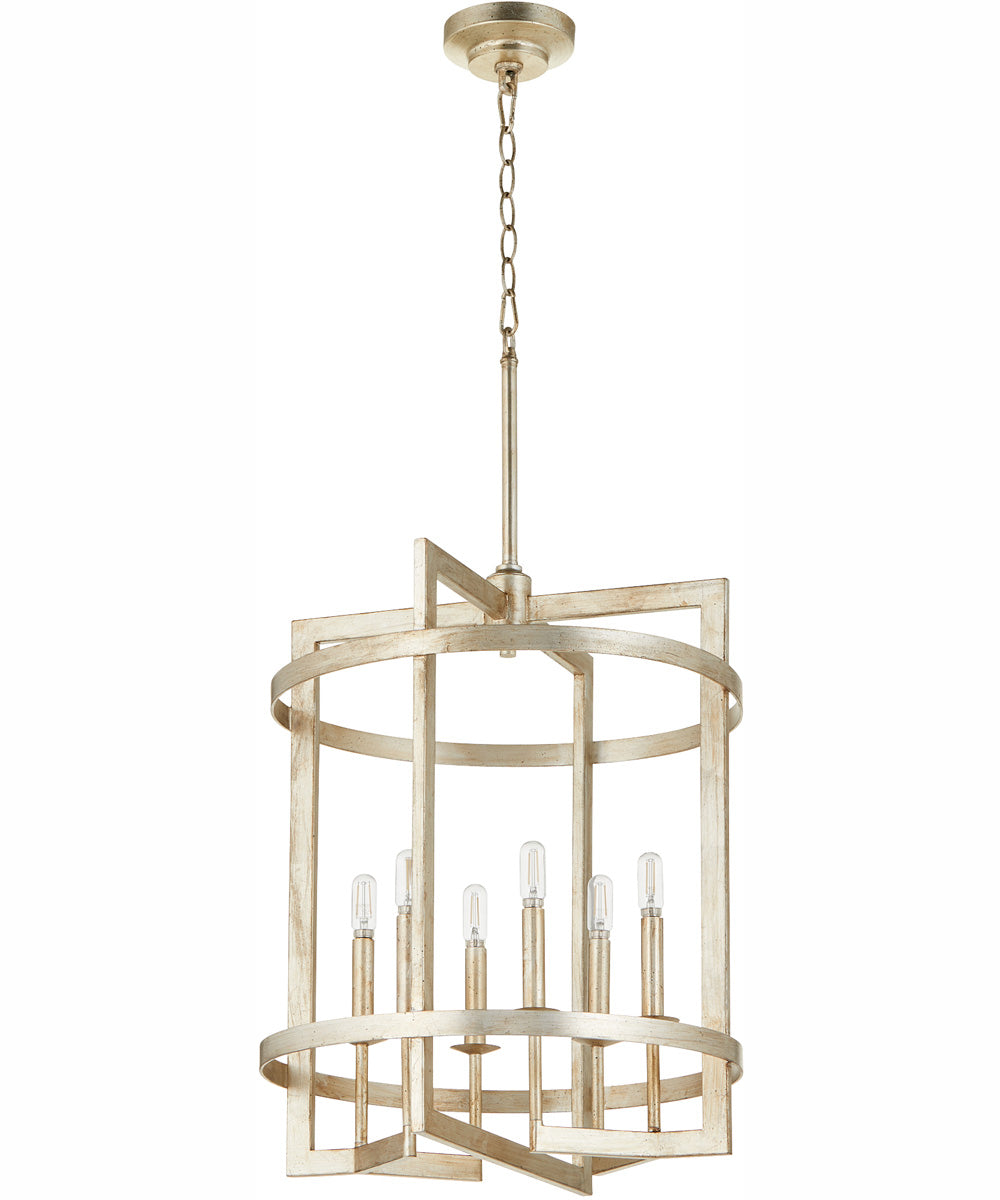Merrick 6-light Entry Foyer Hall Chandelier Aged Silver Leaf