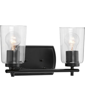 Adley 2-Light Clear Glass New Traditional Bath Vanity Light Matte Black