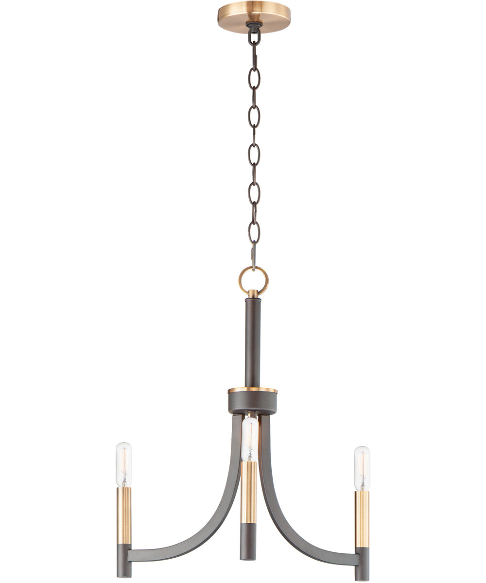 20"W Lyndon 3-Light Chandelier Bronze / Antique Brass