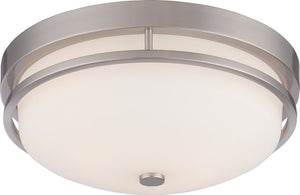13"W Neval 2-Light Close-to-Ceiling Brushed Nickel