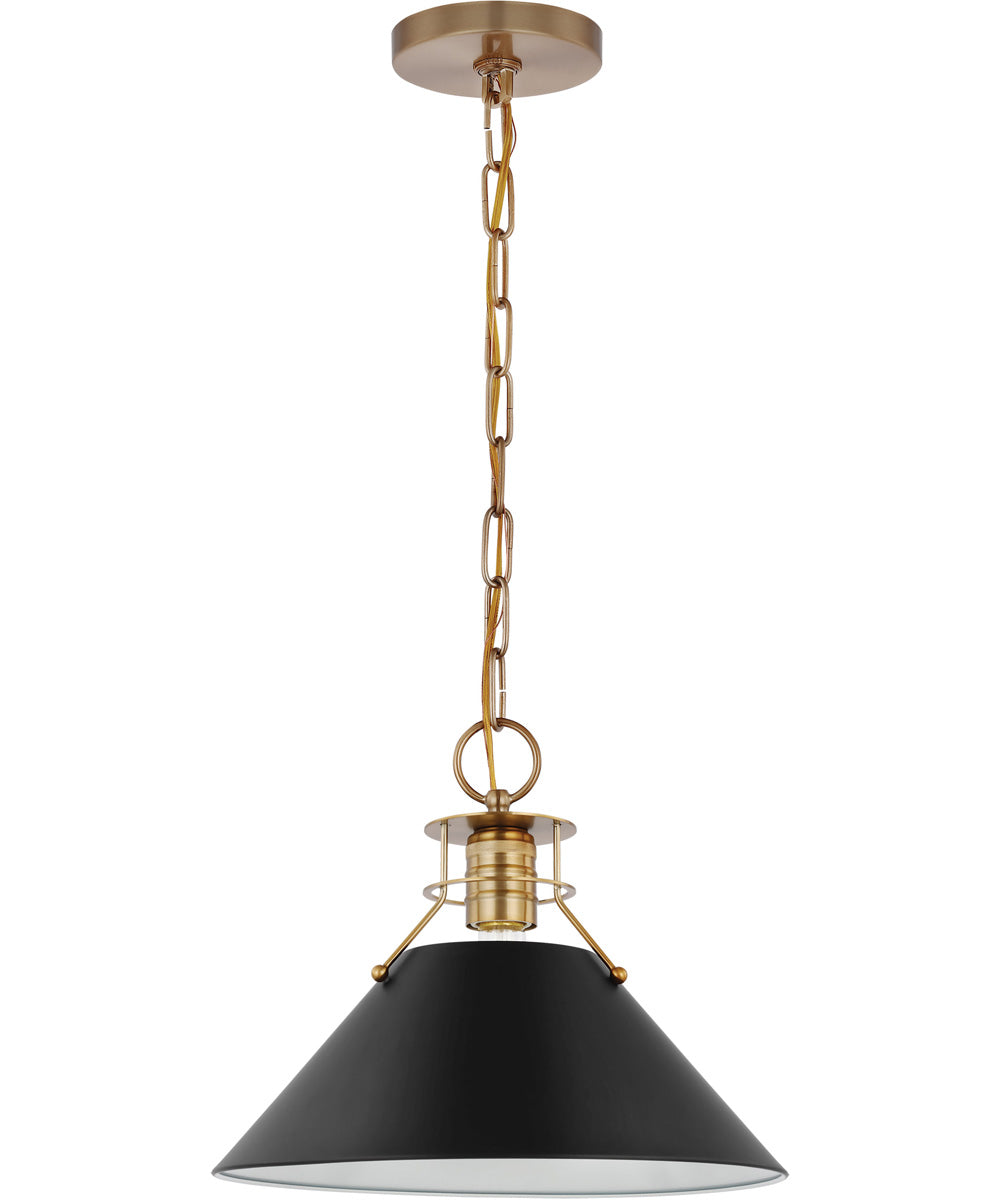 Outpost 1-Light Pendant Matte Black / Burnished Brass