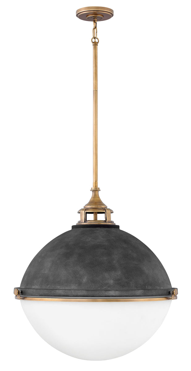 22"W Fletcher 3-Light Single Tier Pendant in Aged Zinc