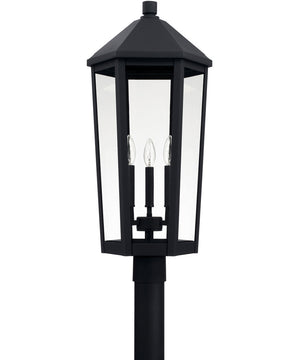 Ellsworth 3-Light Outdoor Post Mount Rain or Shine - Black with Clear Glass