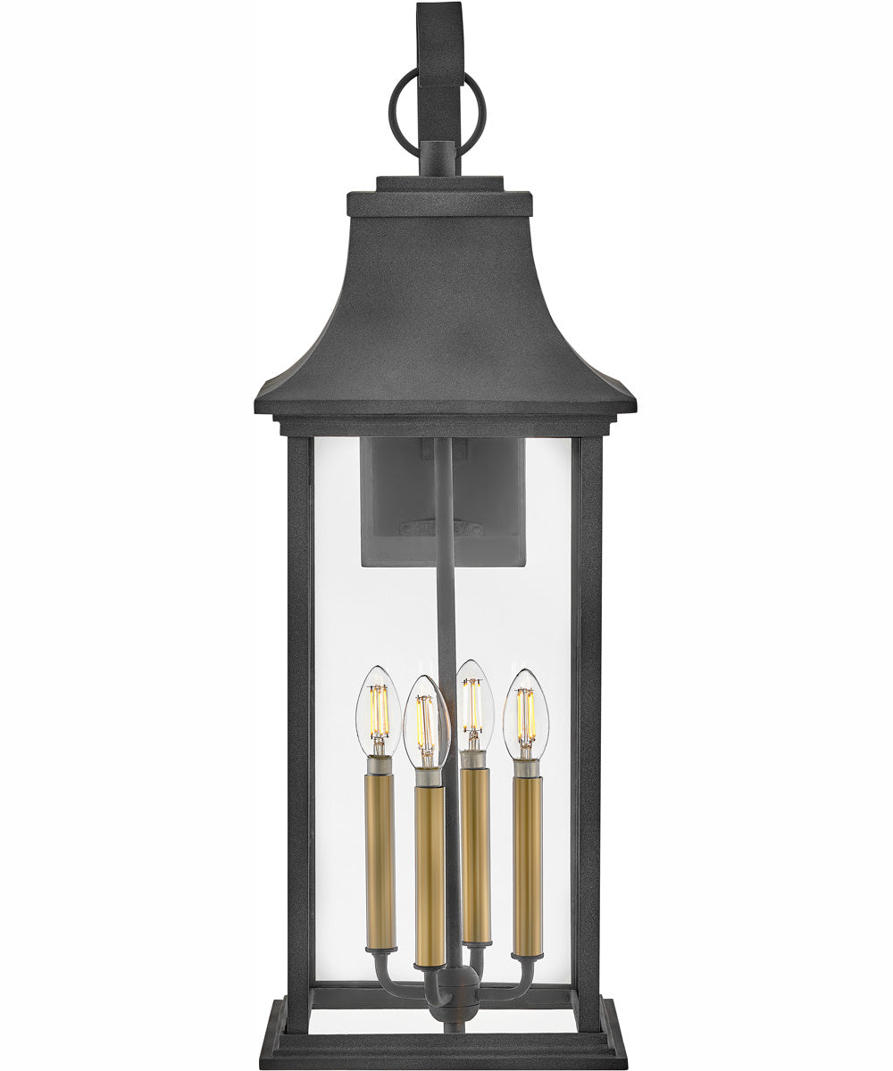 Adair 4-Light Extra Large Wall Mount Lantern in Aged Zinc