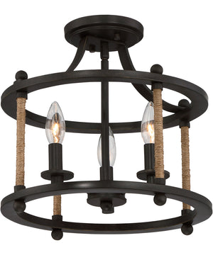 Frontier Small 3-light Semi Flush Mount Imperial Bronze