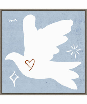 Framed White Dove I by Melissa Wang Canvas Wall Art Print (30  W x 30  H), Sylvie Greywash Frame