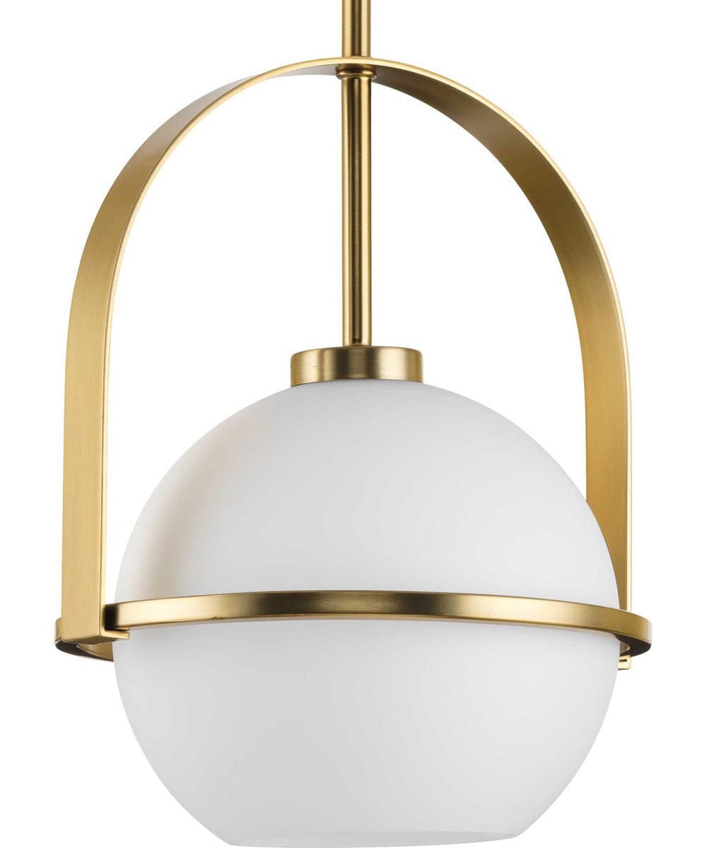Delayne 1-Light Mid-Century Modern Etched Opal Glass Pendant Light Brushed Bronze