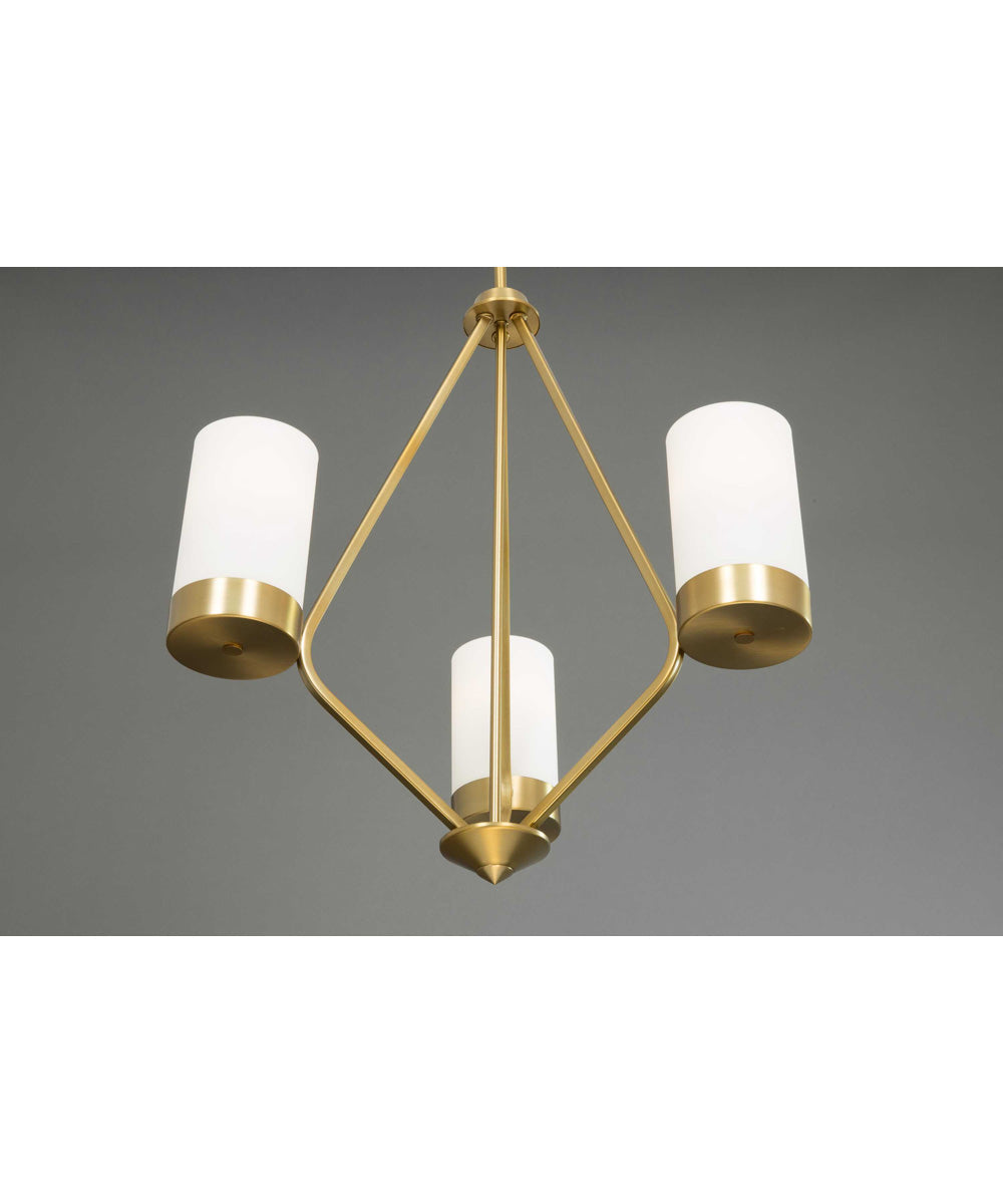 Elevate 3-Light Etched White Glass Mid-Century Modern Chandelier Light Brushed Bronze