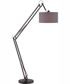 Kailano 1-Light Floor Lamp Black/Gray Fabric Shade
