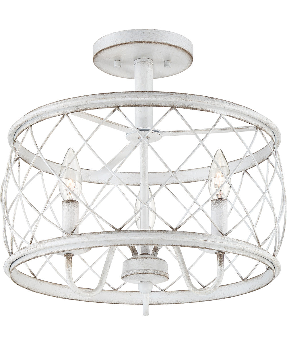Dury Medium 3-light Semi Flush Mount Antique White