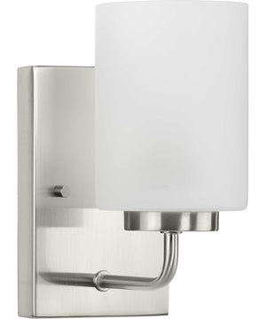 Merry 1-Light Etched Glass Transitional Style Bath Vanity Wall Light Brushed Nickel