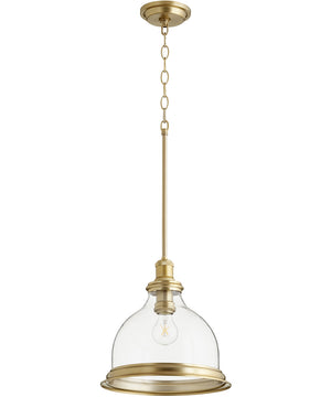 12"W 1-light Pendant Aged Brass w/ Clear