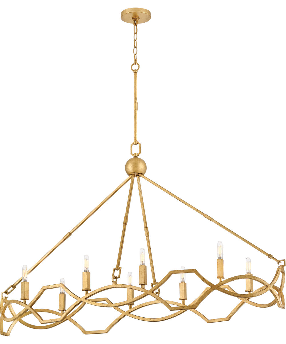 Leona 8-Light Medium Eight Light Linear in Distressed Brass