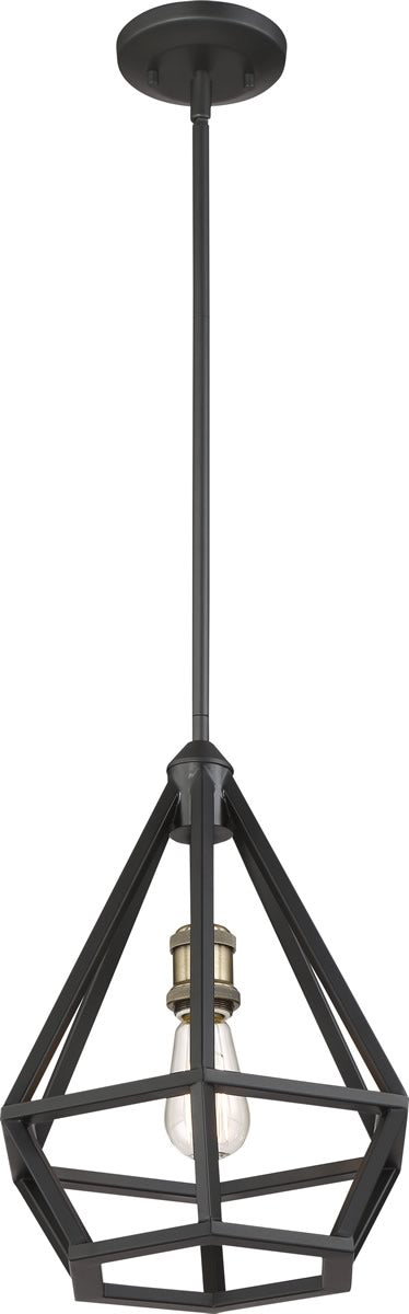 12"W Orin 1-Light Pendant Aged Bronze / Brass Accents