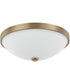2-Light Flush Mount In Aged Brass With Soft White Glass
