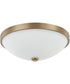 2-Light Flush Mount In Aged Brass With Soft White Glass