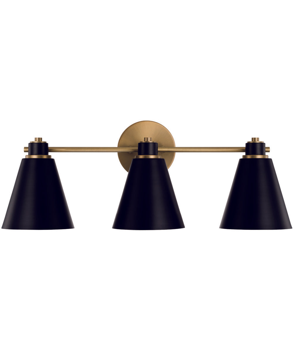 Bradley 3-Light Vanity Aged Brass and Black