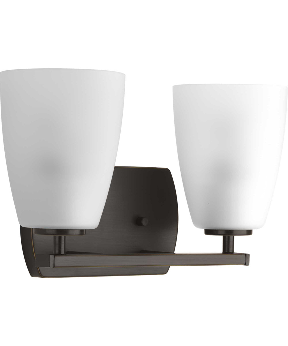 Leap 2-Light Etched Glass Modern Bath Vanity Light Antique Bronze