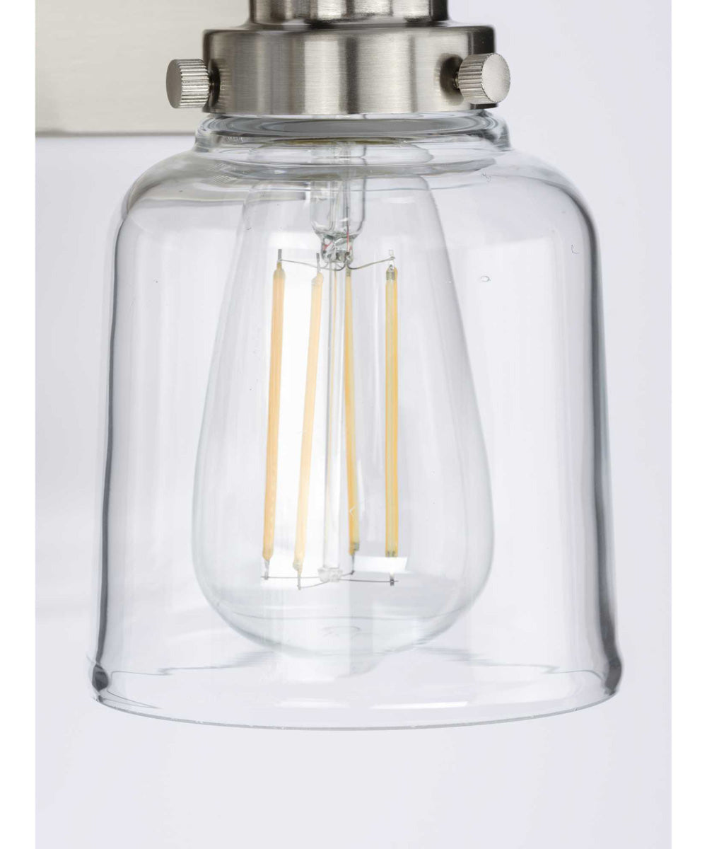 Rushton 4-Light Clear Glass Farmhouse Bath Vanity Light Brushed Nickel