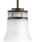 Cascadia 1-Light Etched Glass Coastal Mini-Pendant Light Antique Bronze