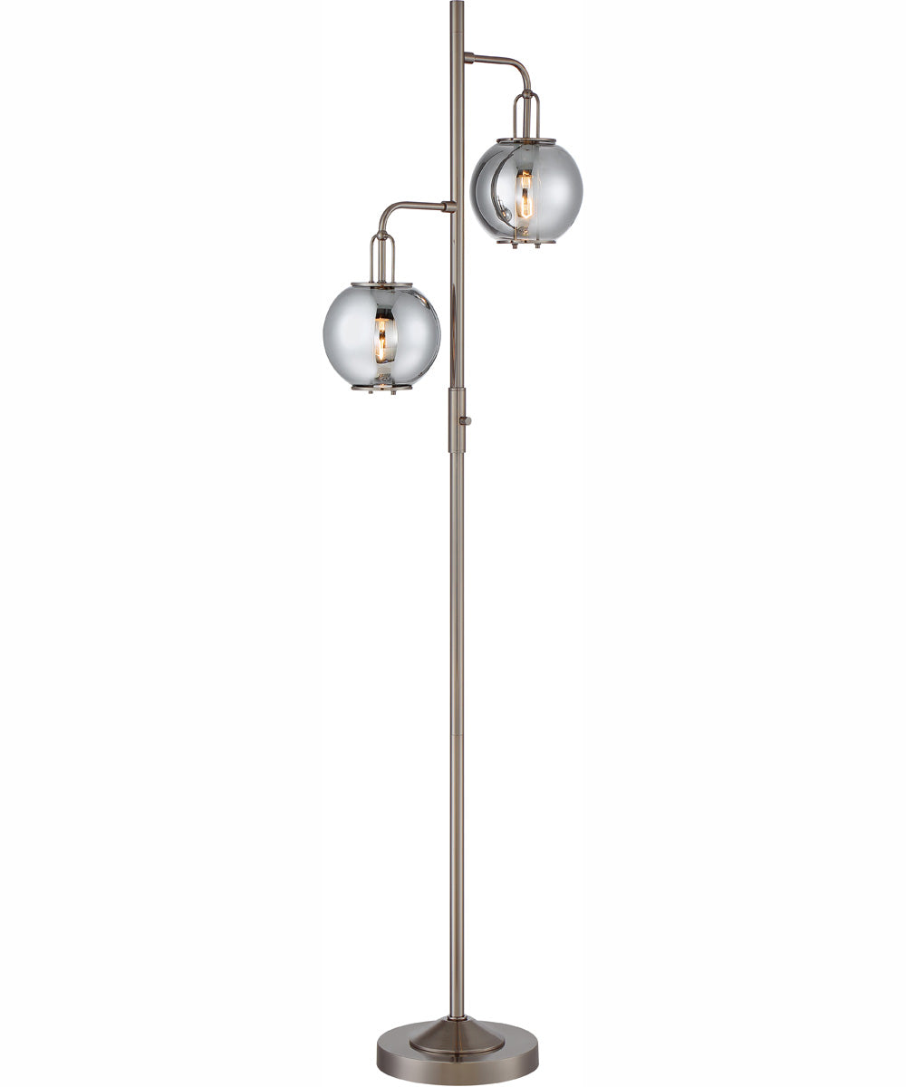 Kaira 2-Light 2-Light Floor Lamp G/Smoke Glass Sad
