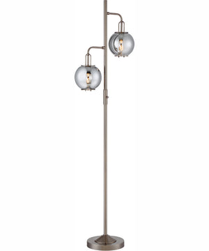 Kaira 2-Light 2-Light Floor Lamp G/Smoke Glass Sad