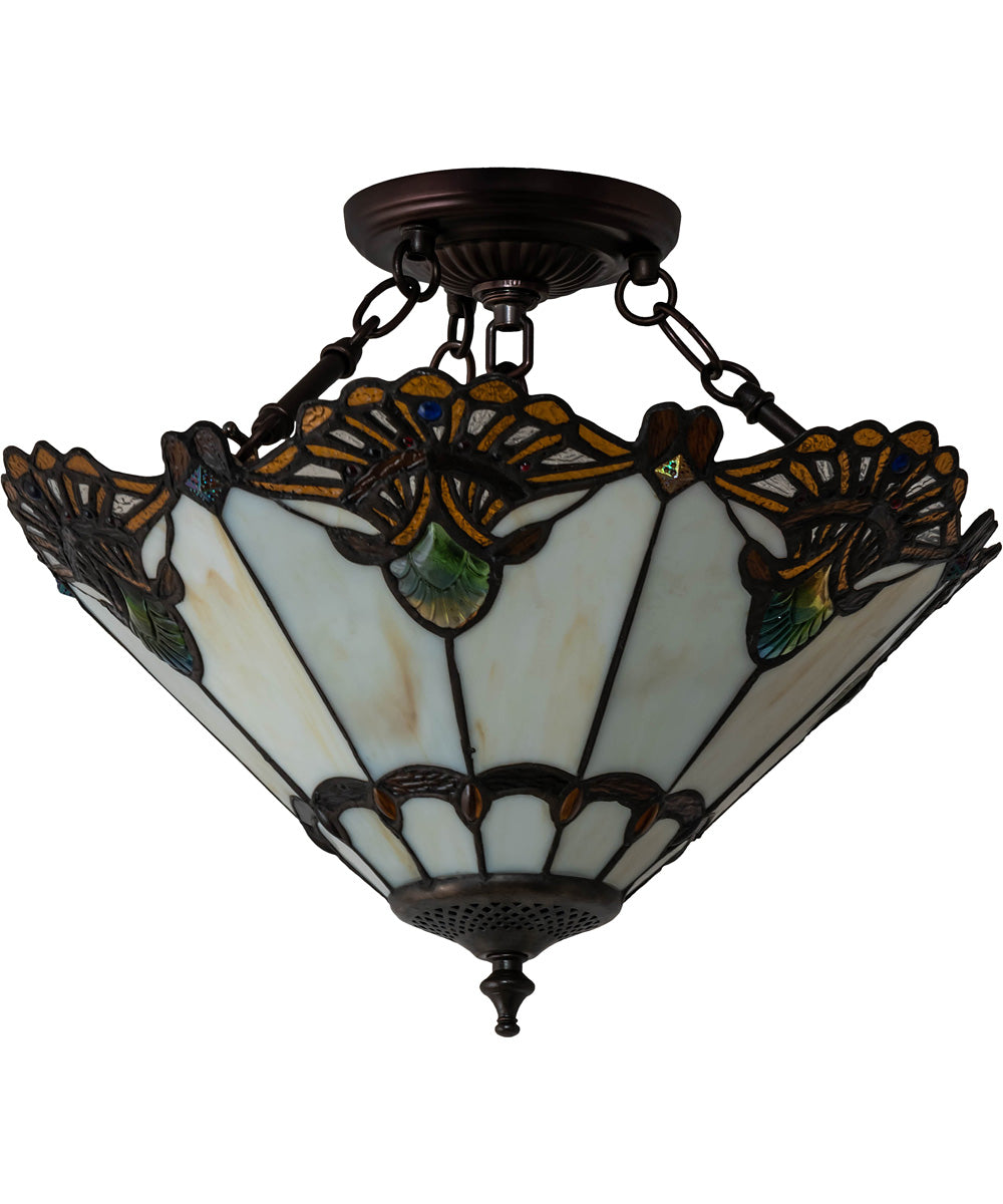 16" Wide Shell with Jewels Semi-Flushmount