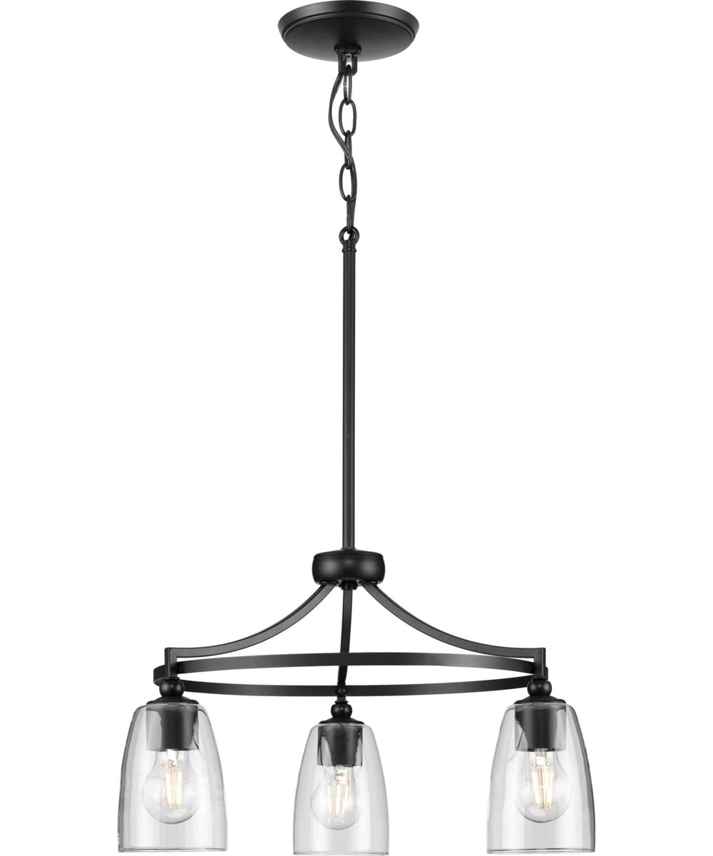 Parkhurst 3-Light New Traditional Clear Glass Chandelier Light Matte Black