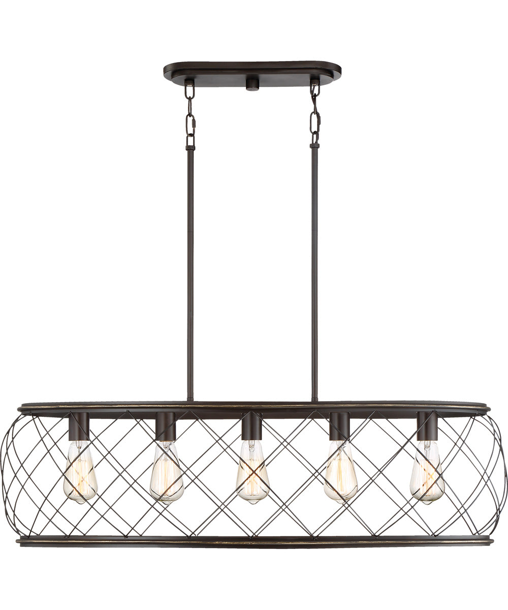 Dury 5-light Island Light Palladian Bronze