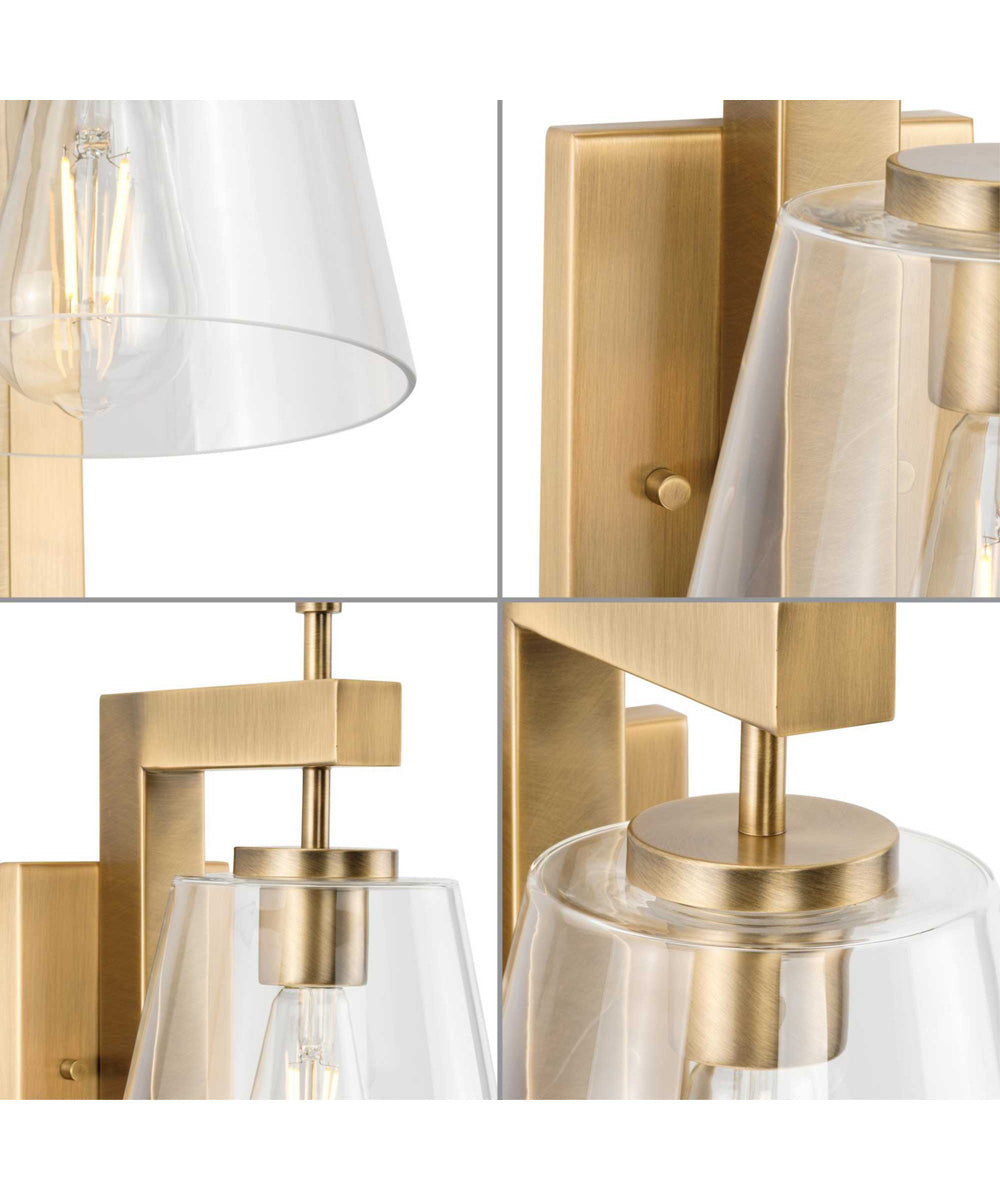 Saffert 1-Light New Traditional Clear Glass Wall Light Vintage Brass