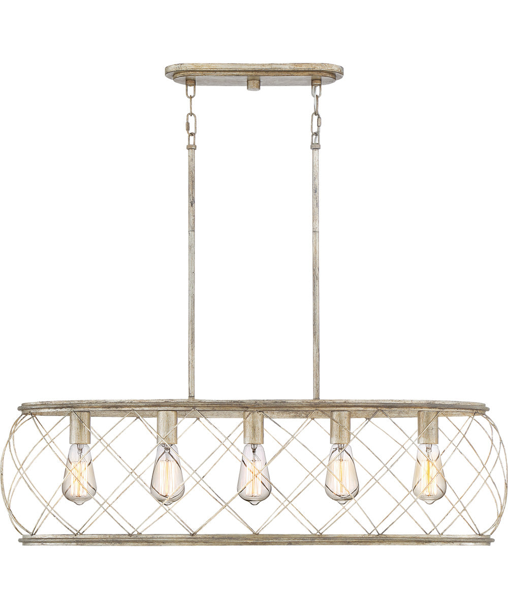 Dury 5-light Island Light Century Silver Leaf