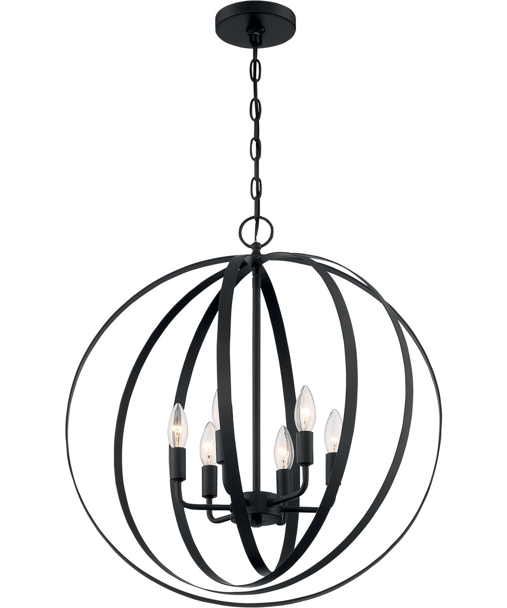 22"W Pendleton 6-Light Pendant Matte Black