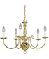 Americana 5-Light White Candle Traditional Chandelier Light Polished Brass