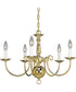 Americana 5-Light White Candle Traditional Chandelier Light Polished Brass