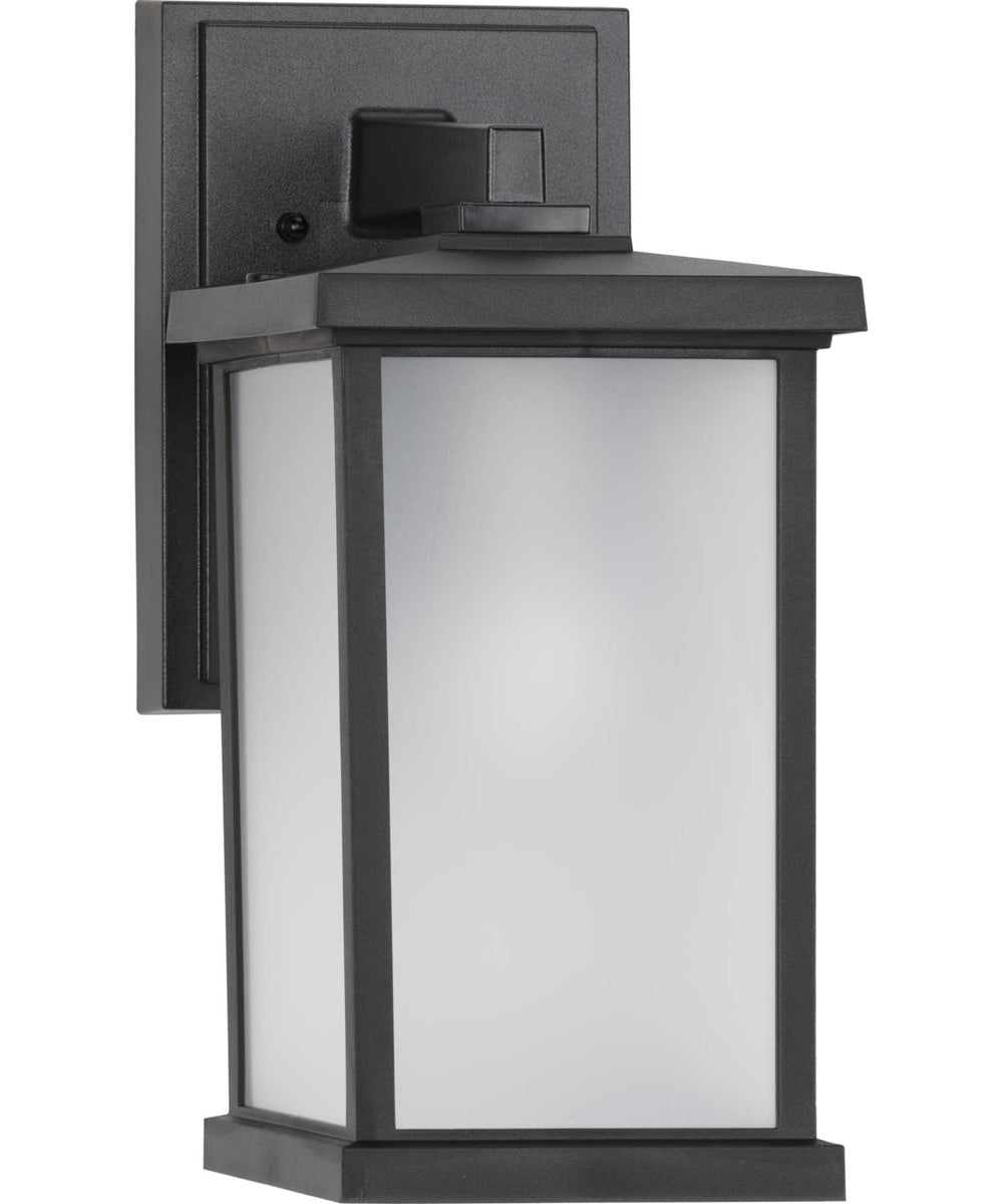 Trafford Non-Metallic Lantern  1-Light Frosted Shade Traditional Outdoor Wall Lantern Light Textured Black