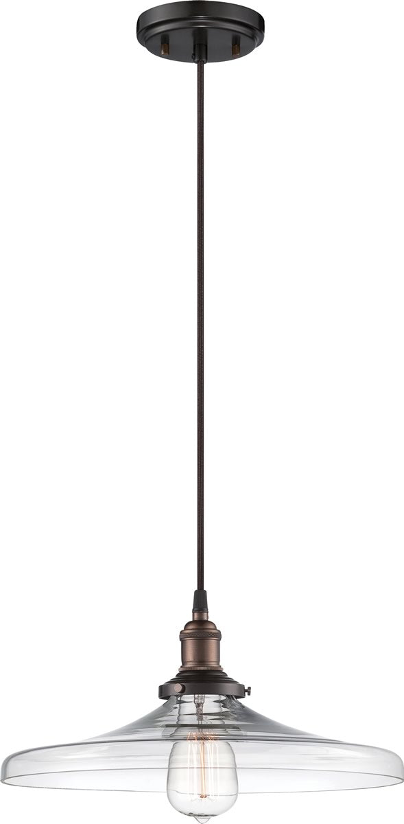 14"W Vintage 1-Light Pendant Rustic Bronze