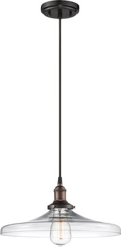 14"W Vintage 1-Light Pendant Rustic Bronze
