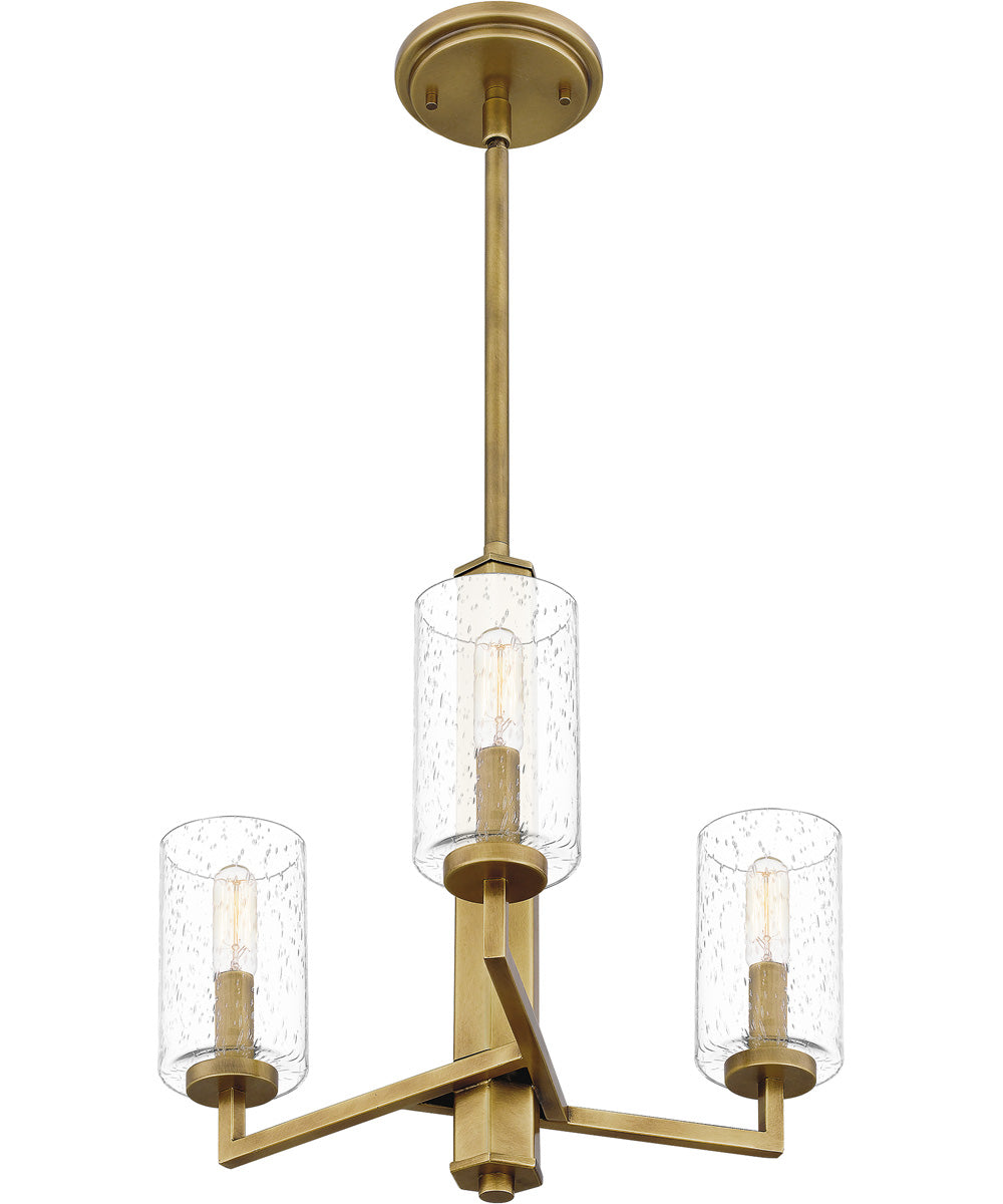 Sunburst 3-light Chandelier Weathered Brass