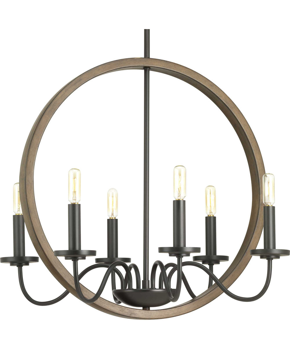 Fontayne 6-Light Farmhouse Chandelier Light Antique Bronze